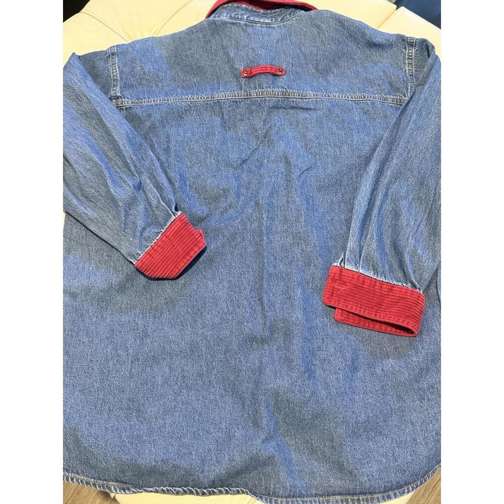 Carolina Blues plus Women's Red Corduroy Collar Denim Shirt 18W - Picture 10 of 10
